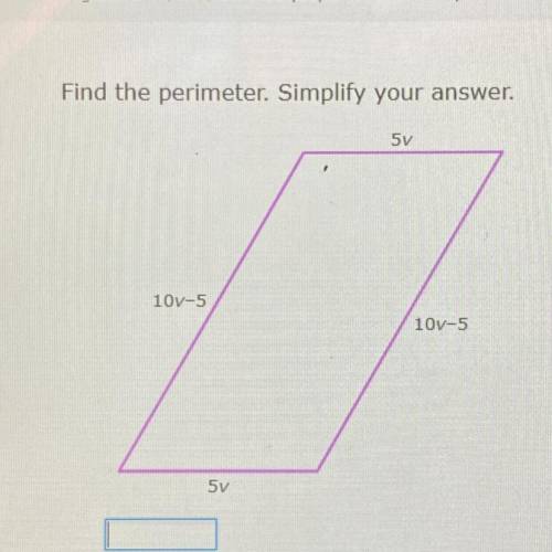 Find the perimeter. Simplify your answer.
SV
101-5
101-5
5v