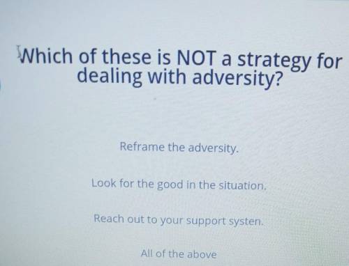 Which of these is not a strategy for dealing with adversity ?​