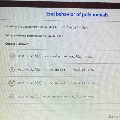 Consider the polynomial function h(x)=-7x^6+3x^4-5x^2