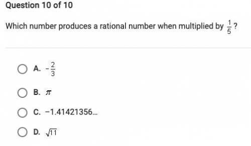 Which number produces an irrational number when multiplied by 1/5
