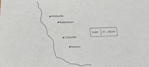 . Amityville
• Bakerstown
Scale:
2 in. =
in. = 80 mi
. Colesville
• Denton