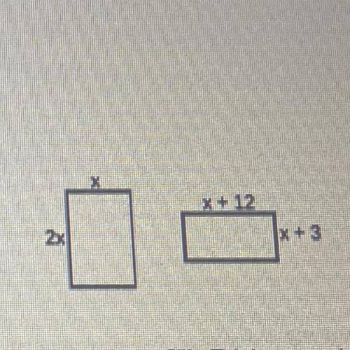 Write an equation and solve.

6) The perimeters of the two rectangles at right are equal. Write an