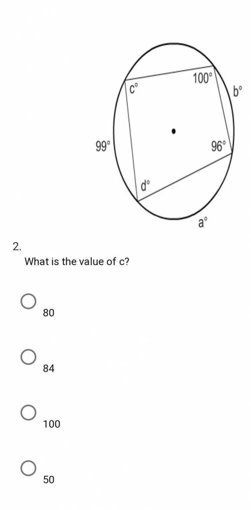 What is the value of C in the circle.​