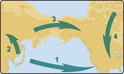 Which numbered route shows the migration of the earliest Americans?

1
2
3
4