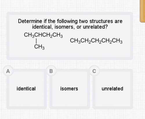 Please Help!

Determine if the following two structures are identical, isomers, or unrelated?​
