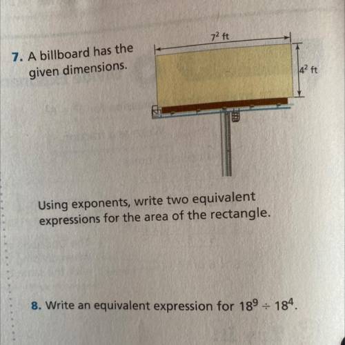 a billboard has the given dimensions. using exponents, write two equivalent expressions for the are