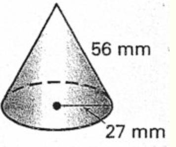 Referring to the figure, find the surface area

of the cone shown. Round to the nearest whole numb