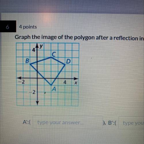 HELP ASAP

Graph the image of the polygon after a reflection in the line y = 2. Give the ordered p