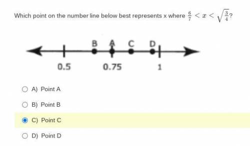 Which point on the number line below best represents x where 67