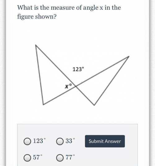What is the measure of angle x in the figure shown?