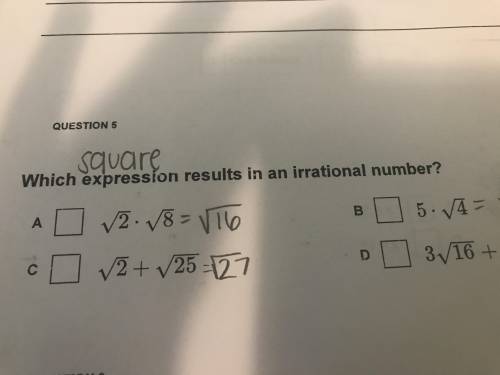 Which expression results in an irrational number?