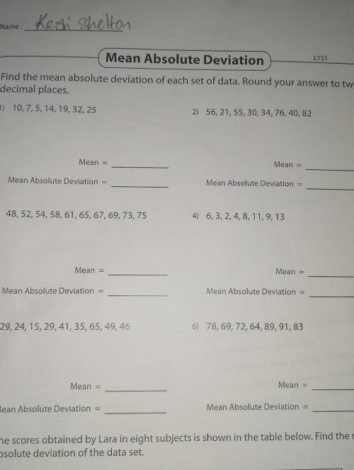 Help me with mean absolute deviation pre algebra homework​