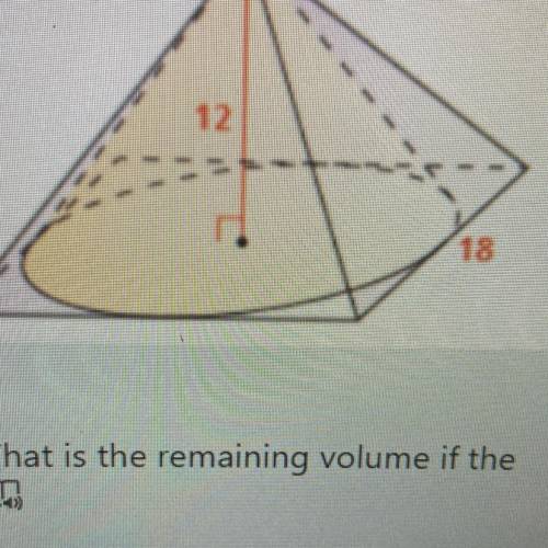 A cone is inscribed in a right square pyramid. What is the remaining volume if the

cone is remove