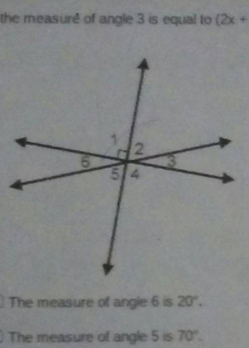 PLLLSSSS HELP

If the measure of angle 3 is equal to (2x+6) and x = 7, which statements are true?