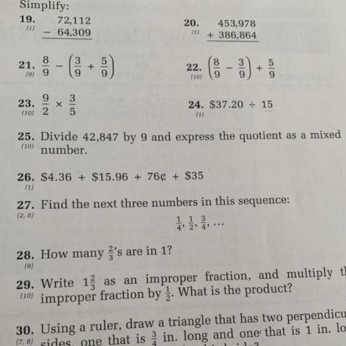 Divide 42,847 by 9 and express the quotient
as a mixed number