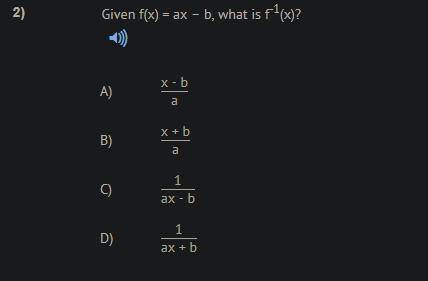 Given f(x) = ax - b, what is f^-1(x)?