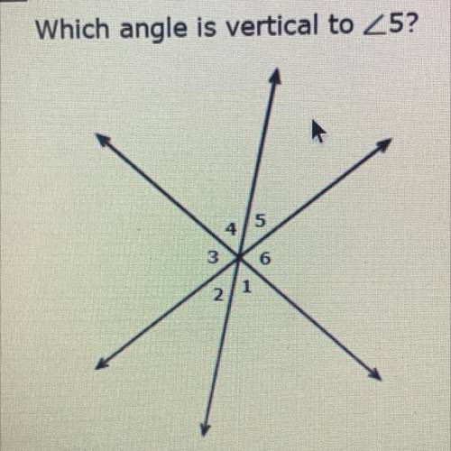 Which angle is vertical to 5?