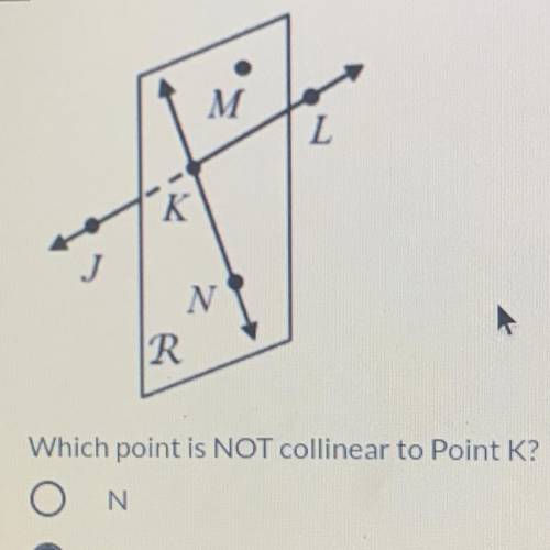 Which point is NOT collinear to point K?