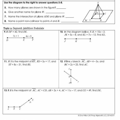 GEOMETRY 
WORTH 20 POINTS I NEED HELP PLEASE SOLVE ALL
