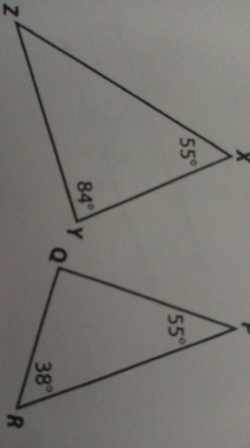 Explain whether the triangles are similar.​