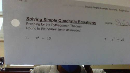 Solving simple Quadratic Equations.