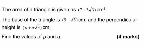 Surds triangle question and finding values
