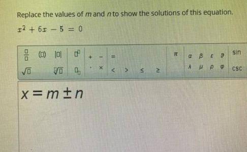 Replace the values of m and n to show the solutions of this equation.