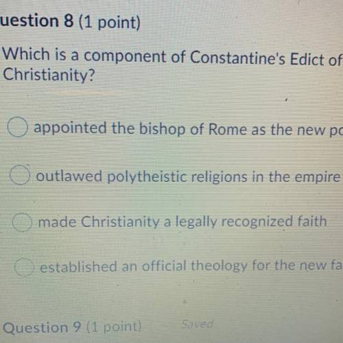 Which is a component of constantines edict of milan that helped spread cheistianty