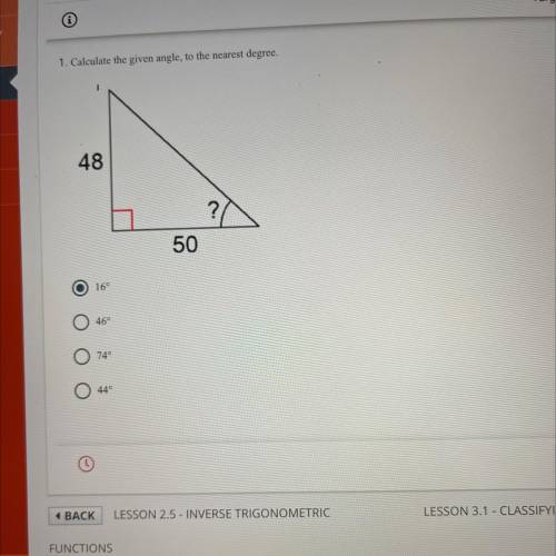 Calculate the given angle to the nearest degree