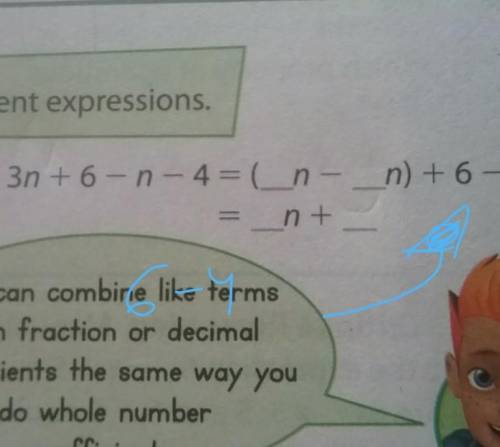 I need to find like terms of the expression. at the end of the expression is 6-4​