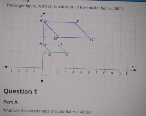LIVLY The larger figure, A'B'C'D', is a dilation of the smaller figure, ABCD. у AG B 01 4 D' CH A3