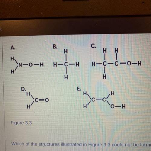 Which of the structures illustrated in Figure 3.3 could not be formed by typical covalent bonds?