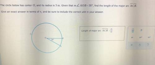 What is the length of major arc ACB