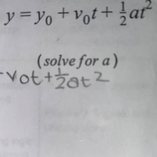 Solving an equation for a needed variable 
(solve for a)