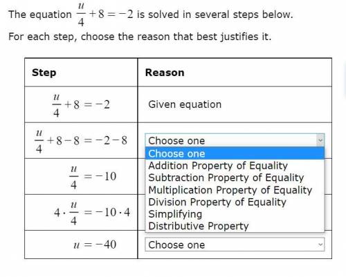 Step and Reason help
Please only choose from the options listed!