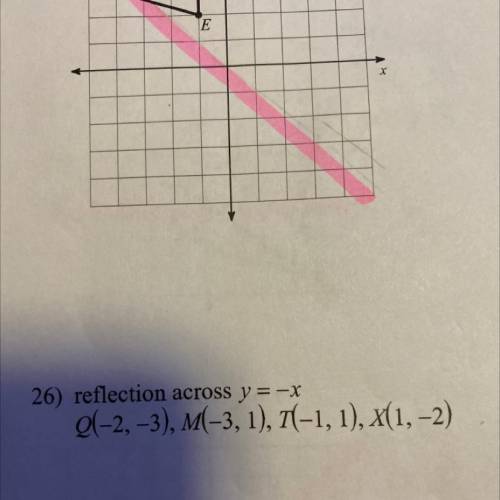 26) reflection across y=-x
g(-2, -3), M(-3, 1), 7(-1, 1), X(1, -2)