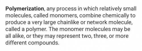 What process joins monomers together to form polymers?

A. hydrolysis
B. digestion
C. condensation