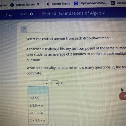 Select the correct answer from each drop-down menu.

A teacher is making a history test composed o