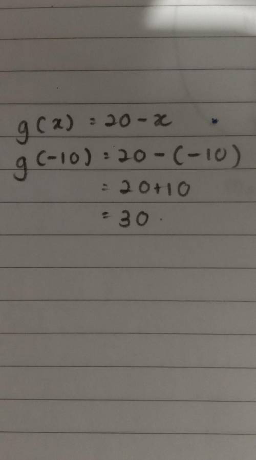 Do Now
1) Given the function g(x) = 20 - x, evaluate g(-10).