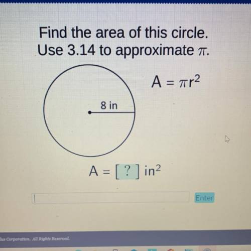 Find the area of this circle.