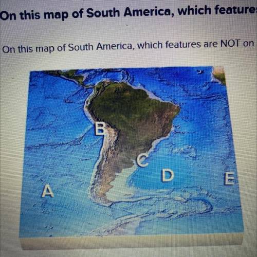 On this map of South America which feature is not on a plate boundary￼