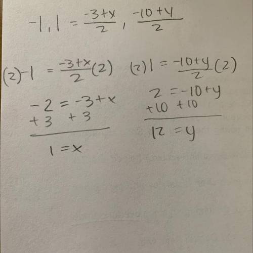 If the midpoint of a line segment is (-1, 1) and one endpoint is (-3, -10), what is the other endpoi