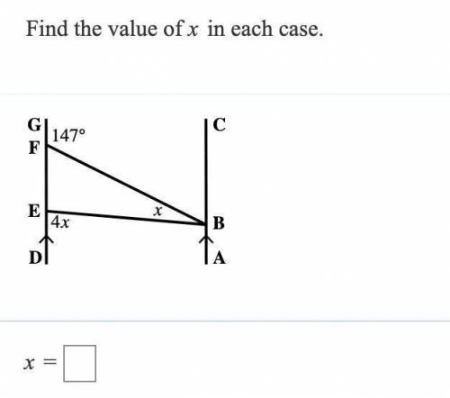 Please help! find the value of x in each case.