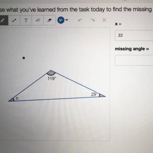 Find the missing angle and x