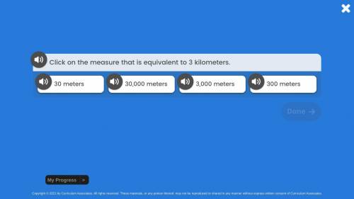 Click on the measure that is equivalent to 3 kilometer