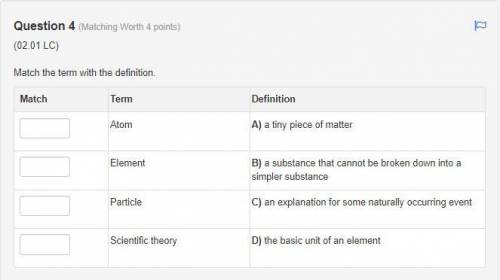 Match 4 terms with definitions