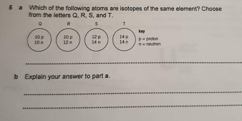 which of the following atoms and isotopes of the same element? choose from the letters Q, R, S, and