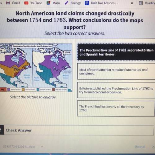 North American land claims changed drastically

between 1754 and 1763. What conclusions do the map