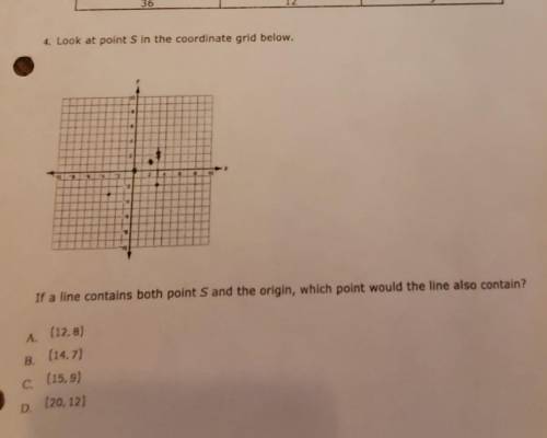 12 4. Look at point S in the coordinate grid below. 10 म 4 2 10 2 2 2 19 2 NPP 70 If a line contain