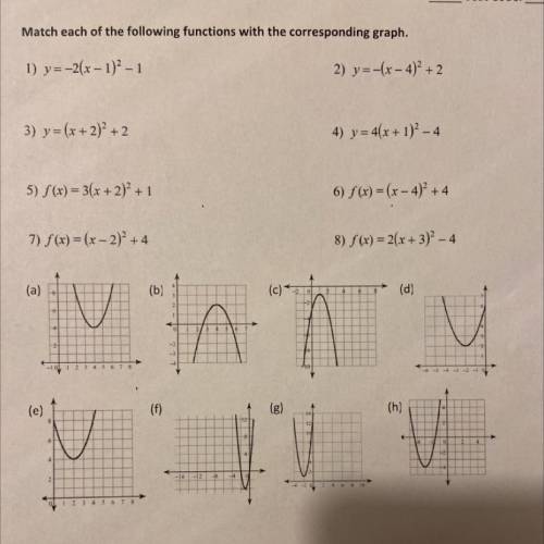 Graph the functions to the graphs